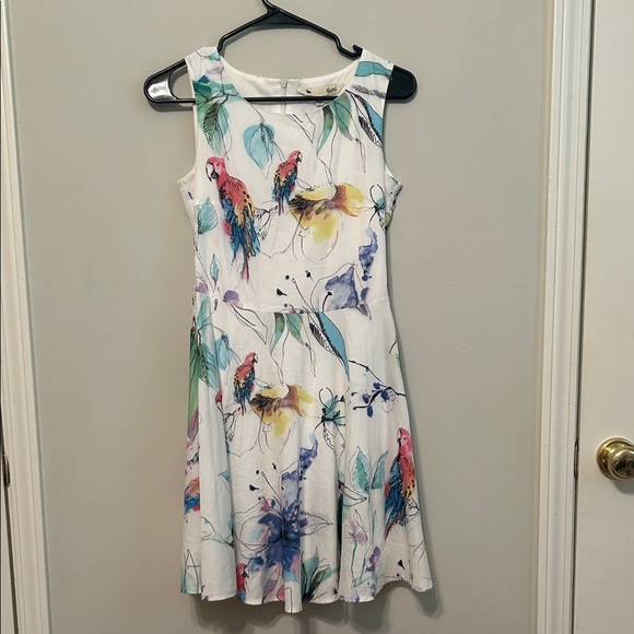Colorful Parrot Print Sleeveless Dress - Picture 1 of 7